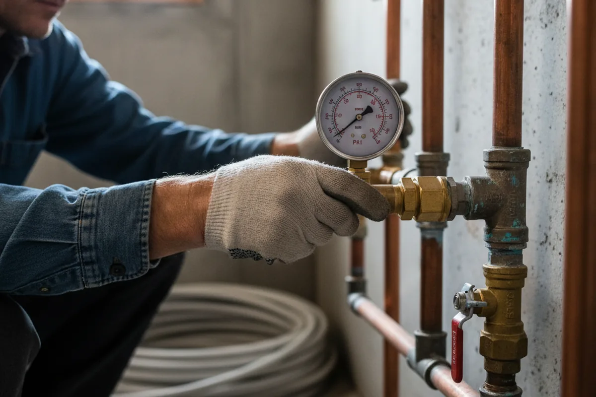 Pressure testing a repaired line during Water Line Repair in Campo Seco